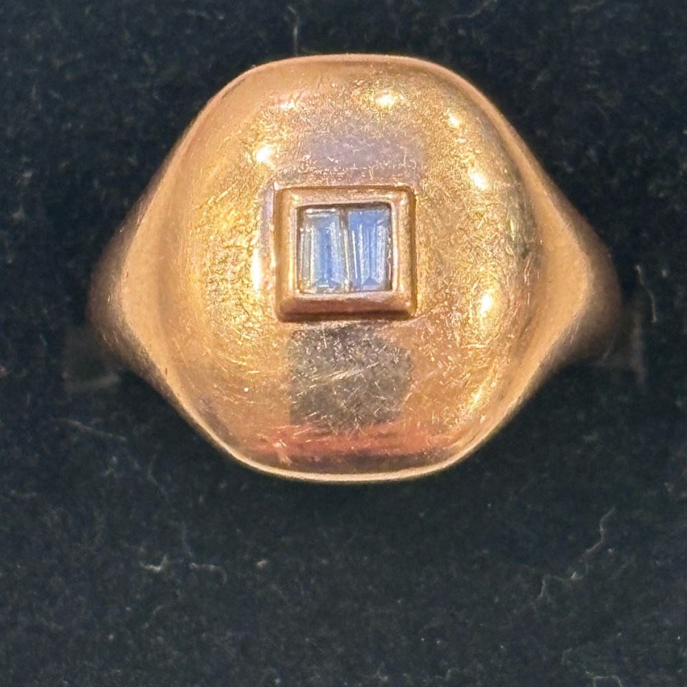 14k Rose Gold Signet Ring with Diamonds - Picture 7 of 10